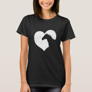 Camiseta Cavalo de Montaria Retro Heart Cavalos de Fantasia