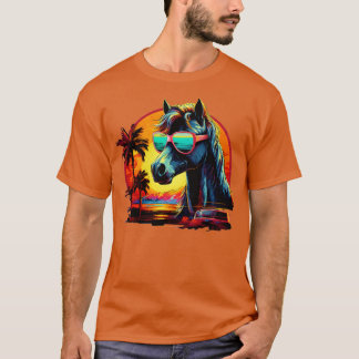 Camiseta Cavalo de Mustang de Onda Retroativa