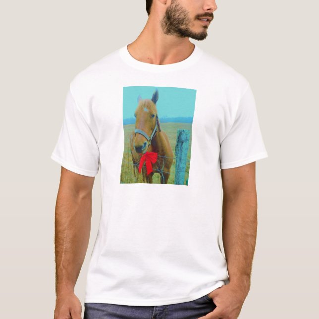 Camiseta Cavalo de Natal retrô (Frente)