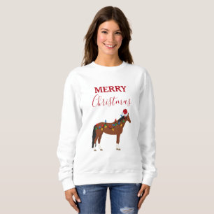 Camiseta Cavalo de Natal Santa Hat Luzes de Natal