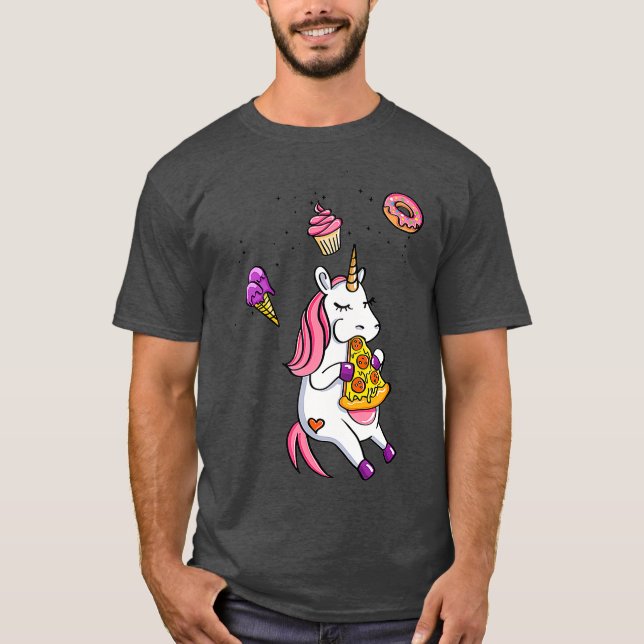 Camiseta Cavalo de pizza mágica com Comida de lixívia (Frente)