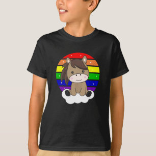 Camiseta Cavalo de Pony Rainbow Glitter Kawaii Cavalos Colo