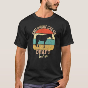 Camiseta Cavalo de Trato Cream Americano Retro Cavalo Eqüin