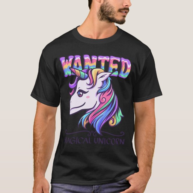 Camiseta Cavalo de Unicórnio Magnético Procurado (Frente)