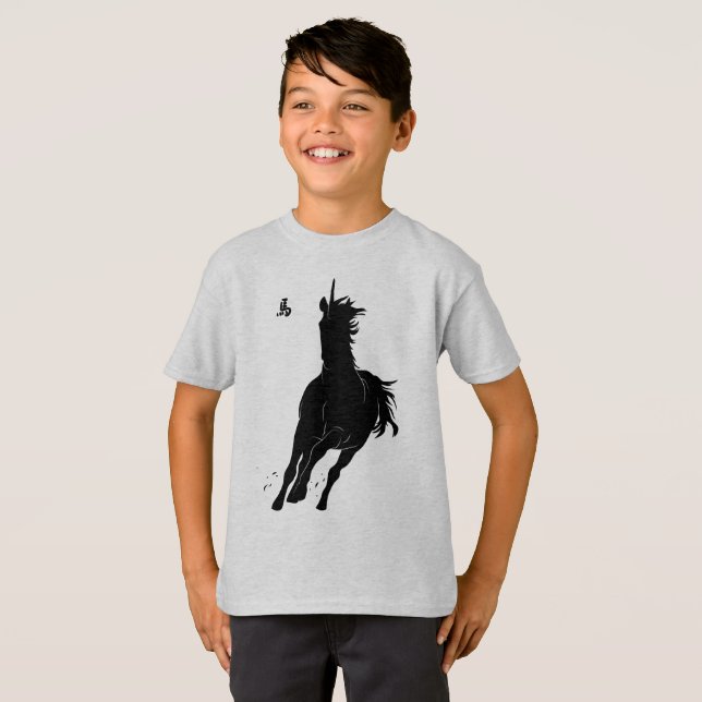 Camiseta Cavalo Dinâmico em Corrida (Frente Completa)