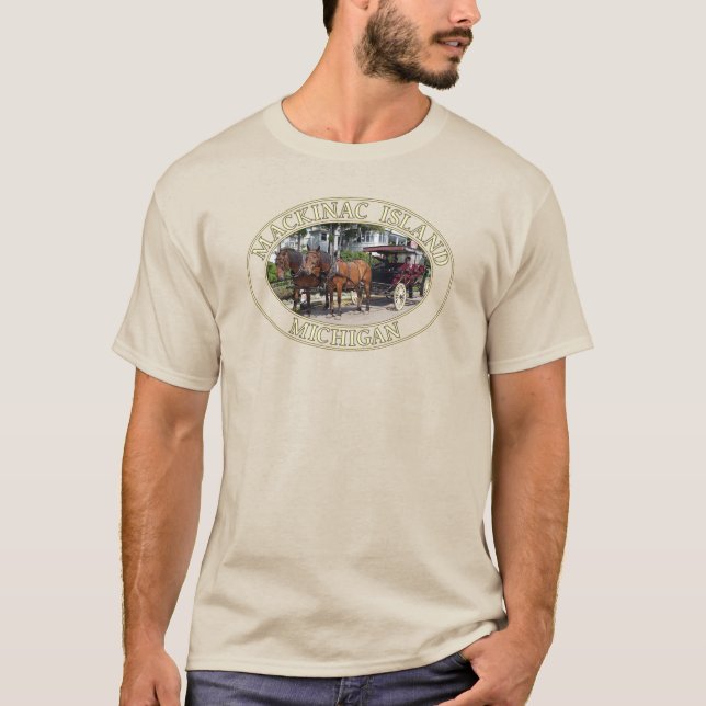 Camiseta Cavalo e Carruagem na Ilha Mackinac Histórica, MI (Frente)