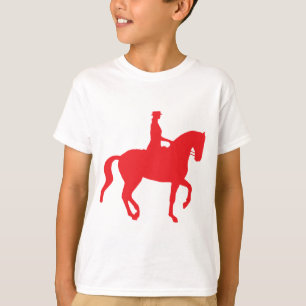 Camiseta Cavalo e cavaleiro do adestramento de Piaffe (red)