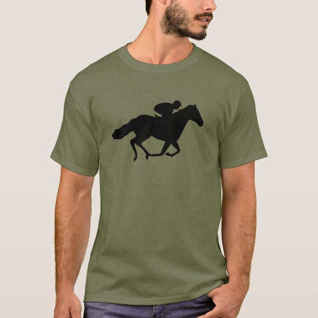 Camiseta Cavalo e Jockey. de raça (Frente)
