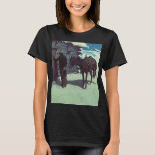 Camiseta Cavalo e vaqueiro de inverno neve