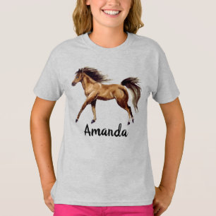 Camiseta Cavalo em Aquarela Monograma de Nome