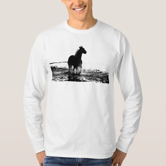 Camiseta Cavalo em execução Adicionar o Texto Mente Leve Gr (Frente)