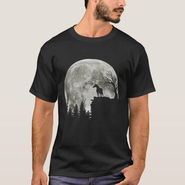 Camiseta Cavalo Em Montanha Espantada Lua De Halloween (Frente)