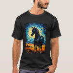 Camiseta Cavalo em Starry Night Van Gogh inspirou Arte para<br><div class="desc">Cavalo em Starry Night Van Gogh inspirou Arte para Cavalos</div>