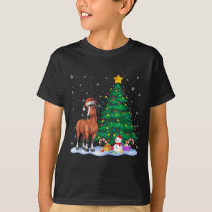 Camiseta Cavalo Engraçado Árvore Xmas Luzes Reindeer Hat Ch