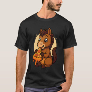 Camiseta Cavalo Engraçado Comendo Pizza Gráfico Meninos Men