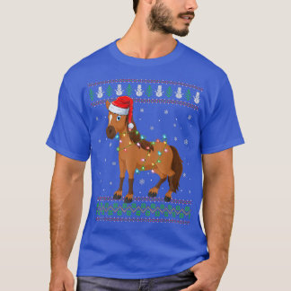 Camiseta Cavalo Engraçado Lover Xmas Luz Santa Hat Cavalo F
