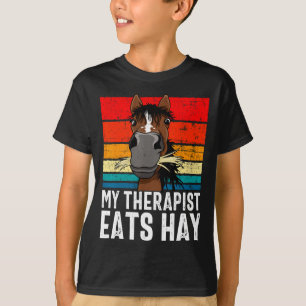 Camiseta Cavalo Engraçado Meu Terasta Come Feno Tee Hor