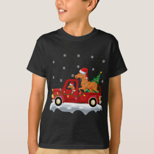 Camiseta Cavalo Engraçado Passear Árvore de Natal Red Truck