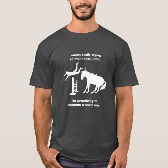 Camiseta Cavalo Engraçado Saltando O Homem No Treinamento (Frente)