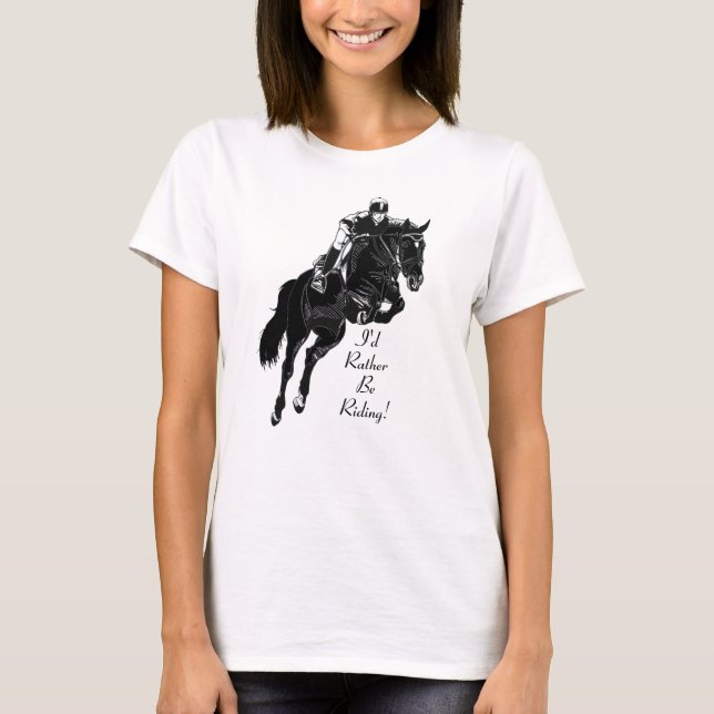 Camiseta Cavalo Equestre de Hunter Jumper (Frente)