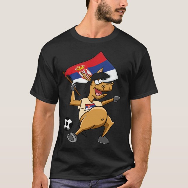 Camiseta Cavalo fã Sérvia (Frente)