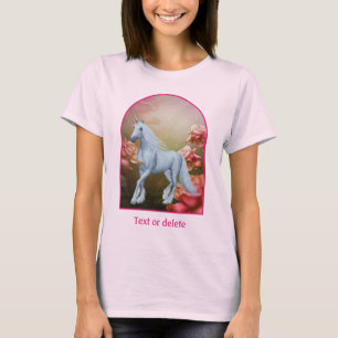 Camiseta Cavalo Fantasia Unicórnio e Rosas Arte 