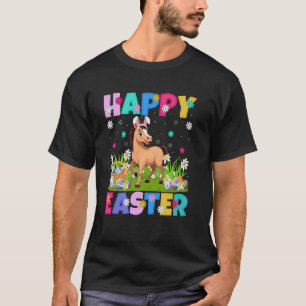 Camiseta Cavalo Feliz Páscoa Caça ao Ovo Coelho Orelha Cava