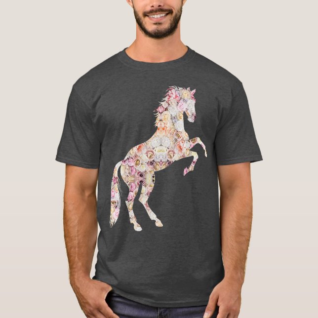 Camiseta Cavalo Floral Anões Cavalo Andando Cavalo (Frente)
