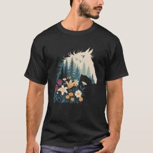 Camiseta Cavalo Floral Arte Natureza Florestas Árvores Flor