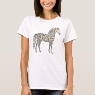 Camiseta Cavalo Floral Botânica Escura