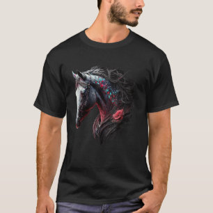 Camiseta Cavalo Flores Coloridas Arte Impressão Animal Moti