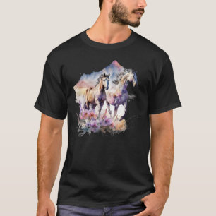 Camiseta Cavalo Flores Selvagem Crina Boho Ocidental Sul Va