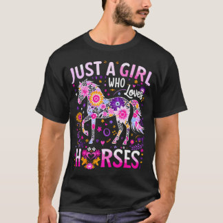 Camiseta Cavalo Fofo Colorido Só Uma Garota Que Ama Cavalos