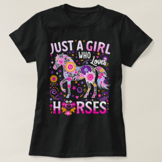 Camiseta Cavalo Fofo Colorido Só Uma Garota Que Ama Cavalos