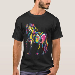 Camiseta Cavalo Fofo Desenho Colorido Arco-íris, Montaria L