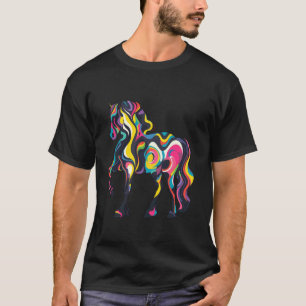 Camiseta Cavalo Fofo Desenho Colorido Arco-Íris, Montaria L