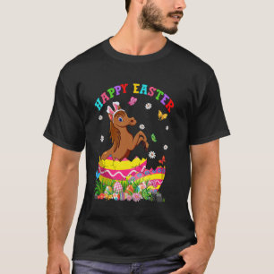 Camiseta Cavalo Fofo Orelhas de Coelho Ovos de Páscoa Dia d
