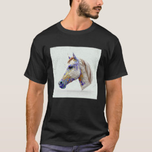 Camiseta Cavalo Fofo Salpico de Tinta Aquarela Colorida Mul