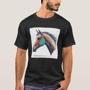 Camiseta Cavalo Fofo Salpico de Tinta Aquarela Colorida Mul