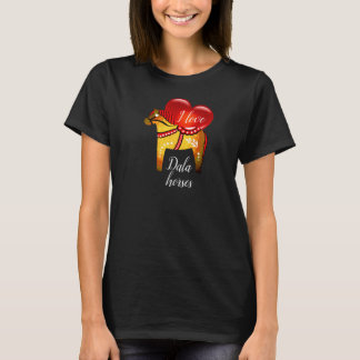 Camiseta Cavalo foliar Dala, coração negro/vermelho/amarelo