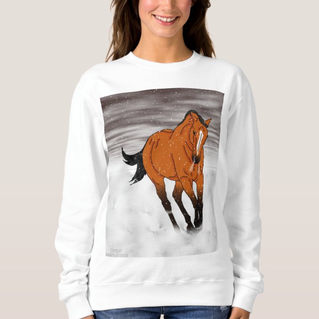 Camiseta Cavalo Frolicking do Buckskin na neve (Frente)
