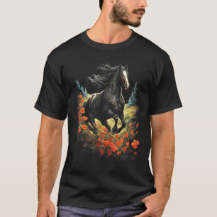 Camiseta Cavalo Galopante Atormentante Num Gráfico De Prado