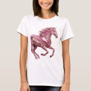 Camiseta Cavalo Glamour Rosa Prateado Design Ousado e Diver