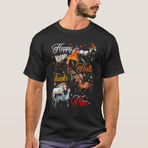 Camiseta Cavalo Halloween E Feliz Natal Feliz Hallotha