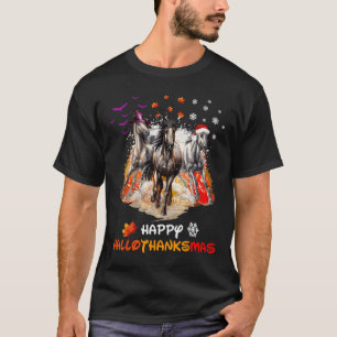 Camiseta Cavalo Halloween E Feliz Natal Feliz Hallotha