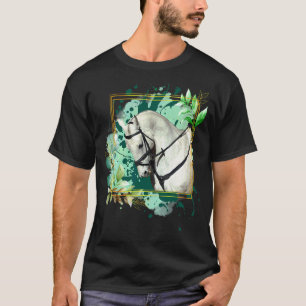 Camiseta Cavalo Inglês Cinza de Dressage com Borda de Flore