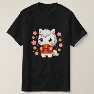 Camiseta Cavalo Kawaii Ano Novo Chinês 2026