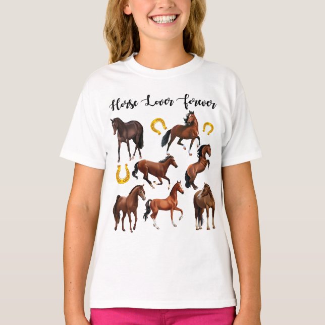 Camiseta Cavalo Lover Para uma bela colagem de cavalos (Frente)