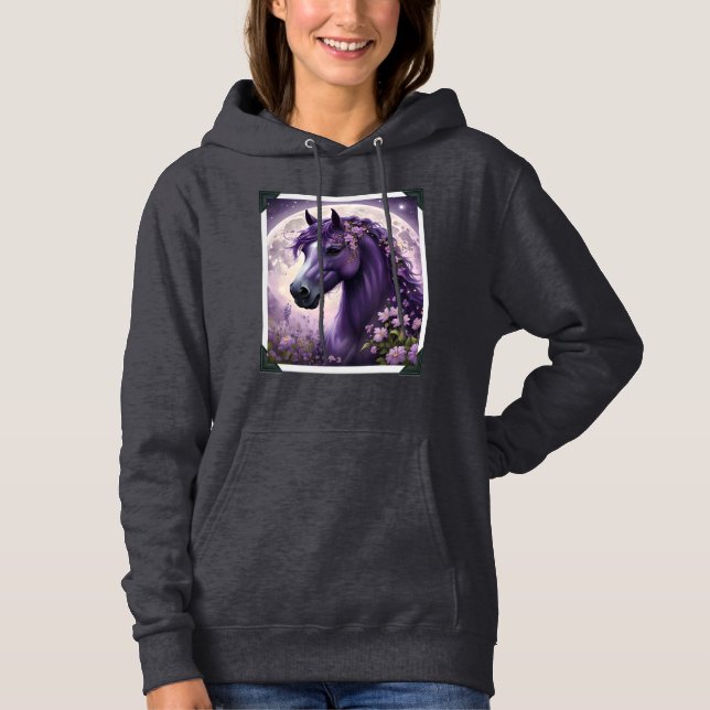 Camiseta Cavalo Lua Fantasia Roxa, (Frente)