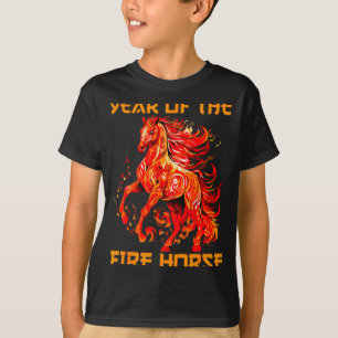 Camiseta cavalo lunar ano de fogo sim novo chinês feliz Hum